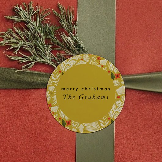 Sticker Rond Fête botanique festive jaune