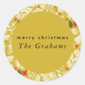 Sticker Rond Fête Botanique Jaune Festive de Vacances (Devant)