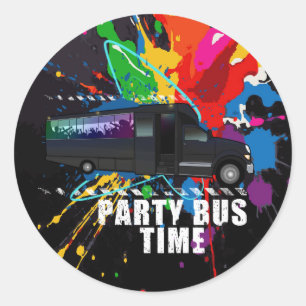Sticker Rond Fête Bus Temps Néon Peinture Éclaboussure Vie Noct