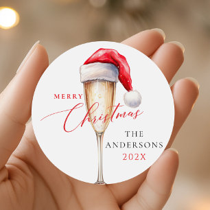 Sticker Rond Fête chapeau de Père Noël Noël festive