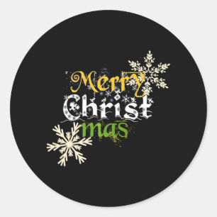 Sticker Rond Fête chrétienne Joyeux-Christ-Mas Noël