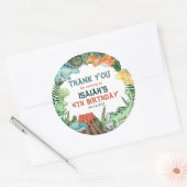 Sticker Rond Fête comme un Merci d'anniversaire de dinosaure (Enveloppe)