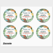 Sticker Rond Fête comme un Merci d'anniversaire de dinosaure (Feuille)
