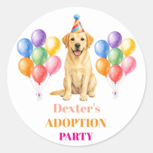 Sticker Rond Fête d'adoption Jour de surprise Labrador Chien An