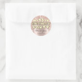Sticker Rond Fête d'anniversaire 14 ans paillettes gouttes rose (Sac)