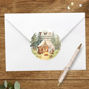 Sticker Rond Fête d'anniversaire 2 ans Two the Woods Happy Camp