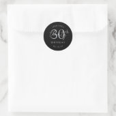 Sticker Rond Fête d'anniversaire 30 ans écriture moderne argent (Sac)