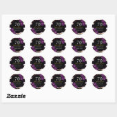 Sticker Rond Fête d'anniversaire 70 ans| Paillettes noires et d (Feuille)