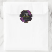 Sticker Rond Fête d'anniversaire 70 ans| Paillettes noires et d (Sac)