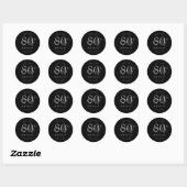 Sticker Rond Fête d'anniversaire 80 ans écriture moderne argent (Feuille)