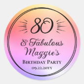 Sticker Rond Fête d'anniversaire 80 ans fabuleuse  (Devant)