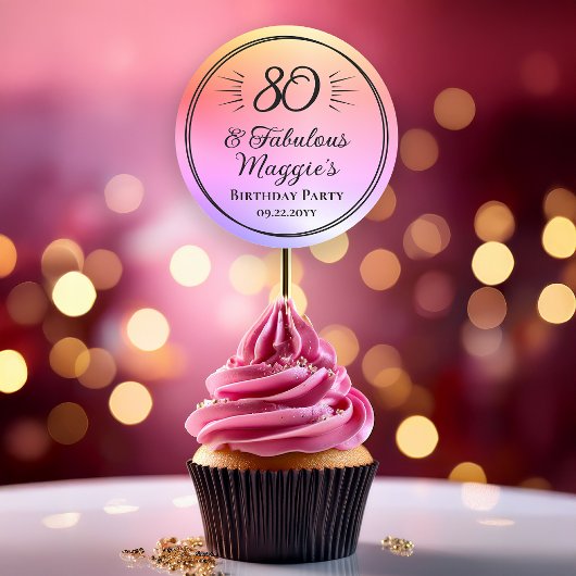 Sticker Rond Fête d'anniversaire 80 ans fabuleuse 