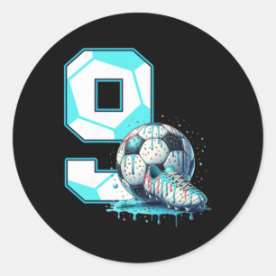 Sticker Rond Fête d'anniversaire 9 ans de football Crème glacée