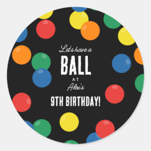 Sticker Rond Fête d'anniversaire à la balle colorée