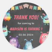 Sticker Rond Fête d'anniversaire à thème de Little Monster (Devant)