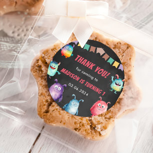 Sticker Rond Fête d'anniversaire à thème de Little Monster