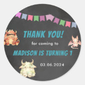 Sticker Rond Fête d'anniversaire à thème de Little Monster (Devant)