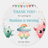 Sticker Rond Fête d'anniversaire à thème de Little Monster (Devant)