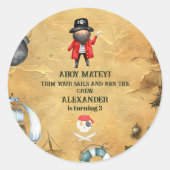 Sticker Rond Fête d'anniversaire à thème Pirate (Devant)