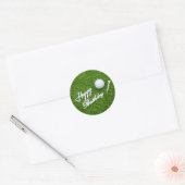 Sticker Rond Fête d'anniversaire avec balle et tee on green (Enveloppe)