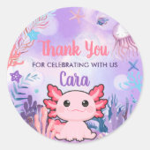 Sticker Rond Fête d'anniversaire Axolotl (Devant)