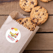 Sticker Rond Fête d'anniversaire BBQ été personnalisé