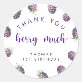 Sticker Rond Fête d'anniversaire Blackberry merci beaucoup (Devant)