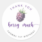 Sticker Rond Fête d'anniversaire Blackberry merci beaucoup (Devant)