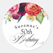 Sticker Rond Fête d'anniversaire bohème rustique aquarelle flor (Devant)