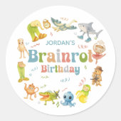 Sticker Rond Fête d'anniversaire Brainrot Meme (Devant)