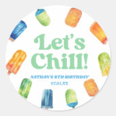 Sticker Rond Fête d'anniversaire Chill Blue Retro Popsicle (Devant)