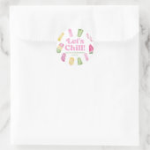 Sticker Rond Fête d'anniversaire Chill Pink Retro Popsicle (Sac)