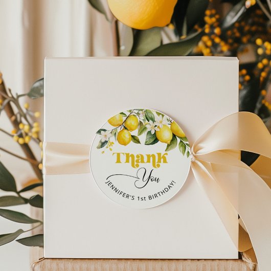 Sticker Rond Fête d'anniversaire citron agrumes merci