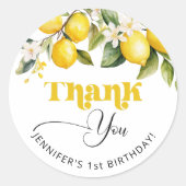 Sticker Rond Fête d'anniversaire citron agrumes merci (Devant)