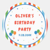 Sticker Rond Fête d'anniversaire colorée (Devant)