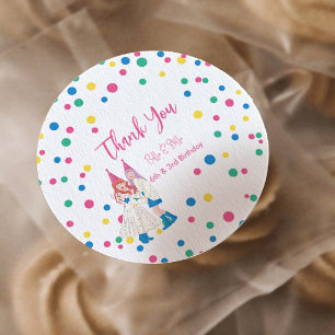 Sticker Rond Fête d'anniversaire conjointe des sœurs Pastel