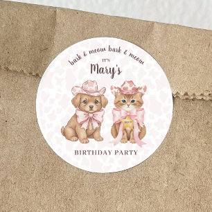 Sticker Rond Fête d'anniversaire Coquette Cowgirl Cuties