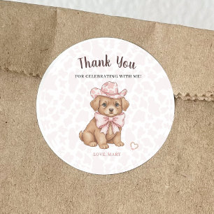Sticker Rond Fête d'anniversaire Coquette Cowgirl Cuties