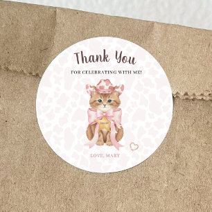 Sticker Rond Fête d'anniversaire Coquette Cowgirl Cuties