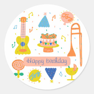 Sticker Rond fête d'anniversaire customisée