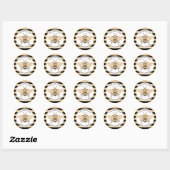 Sticker Rond Fête d'anniversaire d'abeille (Feuille)