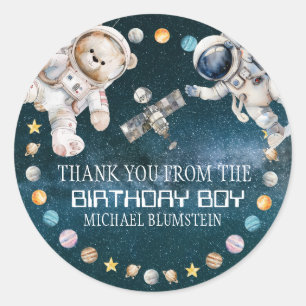 Sticker Rond Fête d'anniversaire dans l'espace extra-atmosphéri