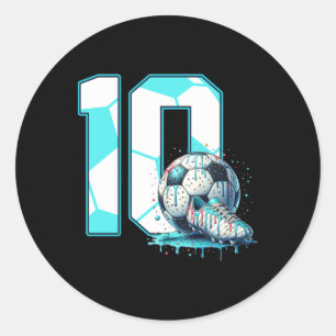 Sticker Rond Fête d'anniversaire de 10 ans de football Glace qu