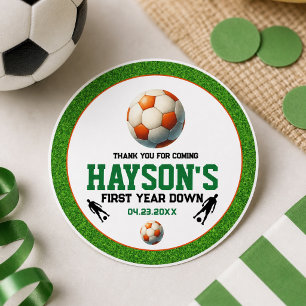 Sticker Rond Fête d'anniversaire de 1 an de football