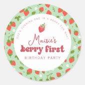 Sticker Rond Fête d'anniversaire de 1 an Strawberry Berry (Devant)