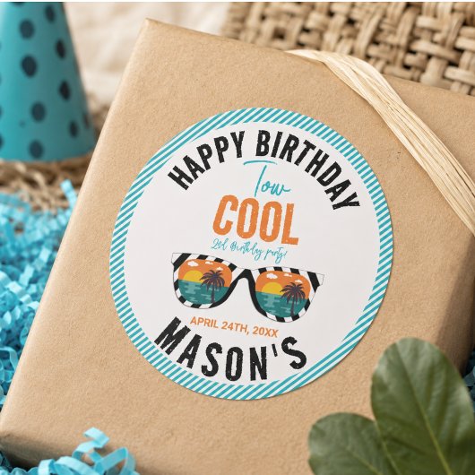 Sticker Rond Fête d'anniversaire de 2 ans de Two Cool Boy