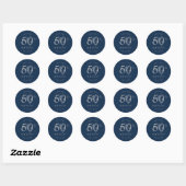 Sticker Rond Fête d'anniversaire de 50 ans Navy Script Moderne (Feuille)