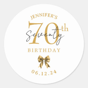 Sticker Rond Fête d'anniversaire de 70 ans Elegant Gold Coquett