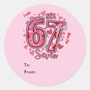 Sticker Rond Fête d'anniversaire de 7 ans pour filles tendance 
