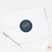 Sticker Rond Fête d'anniversaire de 80 ans écriture moderne or (Enveloppe)